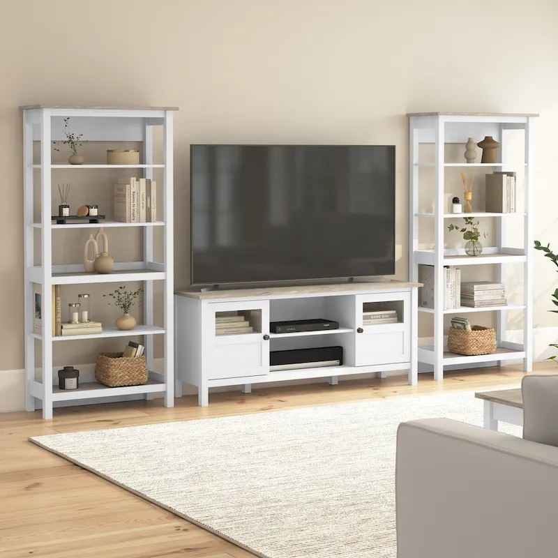 Mayfield Farmhouse 60W TV Stand with Bookcases