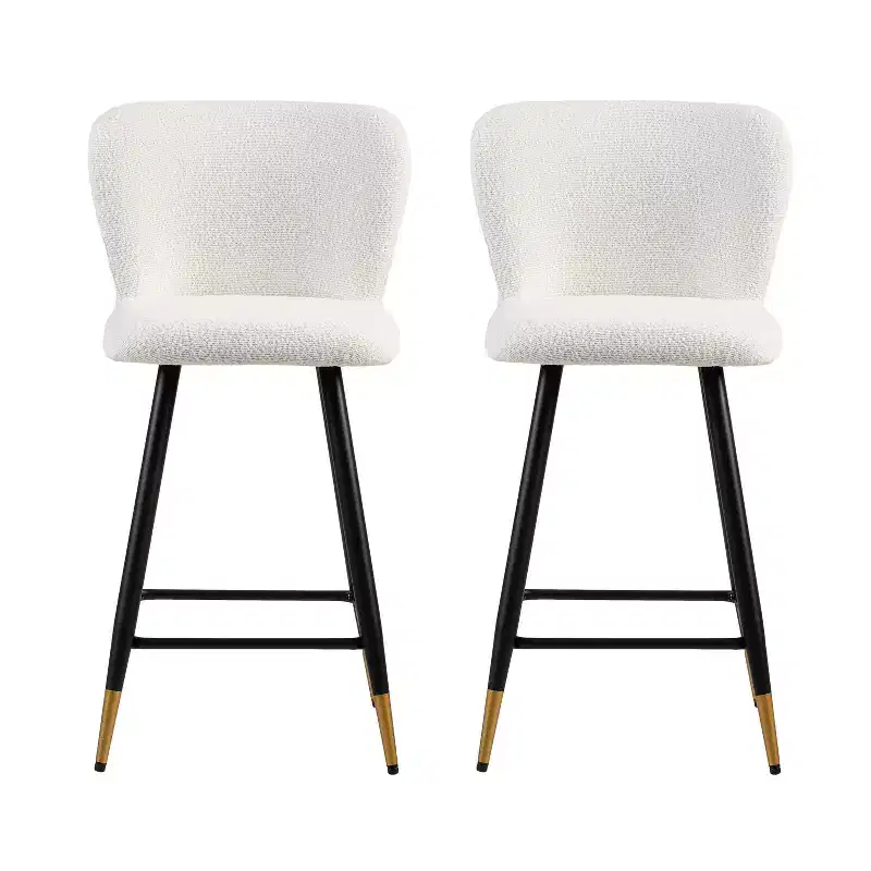 Christopher Knight Home Serein 26'' Modern Upholstered Bar Stools with Gold-Tipped Metal Legs (Set of 2)