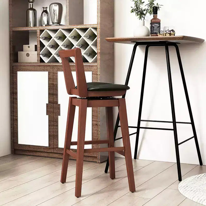 Costway Swivel Bar Height Bar Stool Set of 2 30.5 Upholstered PU Leather Kitchen