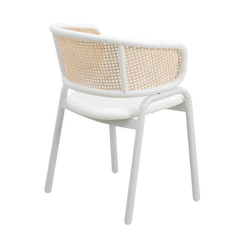 Modern Stylish Dining Arm Chair with Rattan Back and Steel Legs