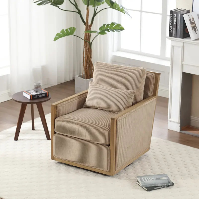 360° Swivel Barrel Accent Chair | Hardwood Frame | Foam Cushion | 300 lb | 26.77H
