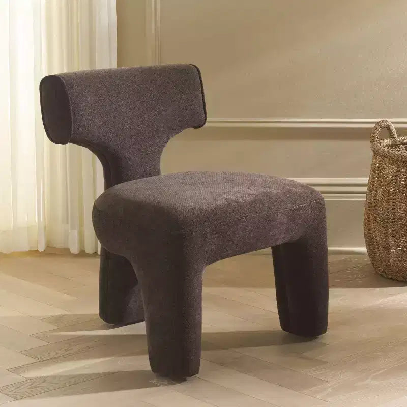 Linen Upholstered Accent Chair - Armless, Wood Frame, Warm Brown