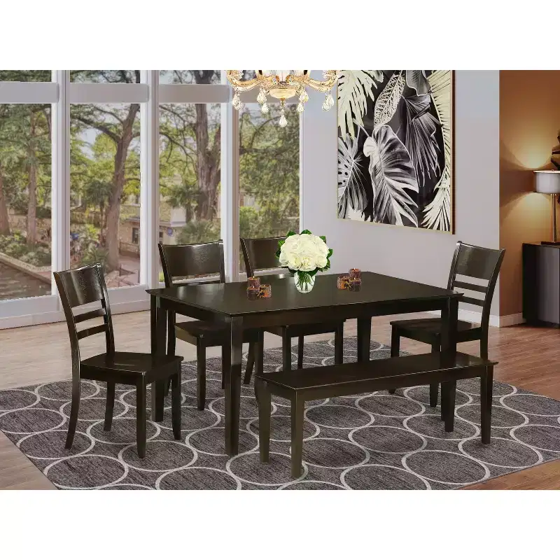 Victorian Dining Set - 6 Piece Kitchen Table & Chair Set - 36x60 Inch Rectangle Table