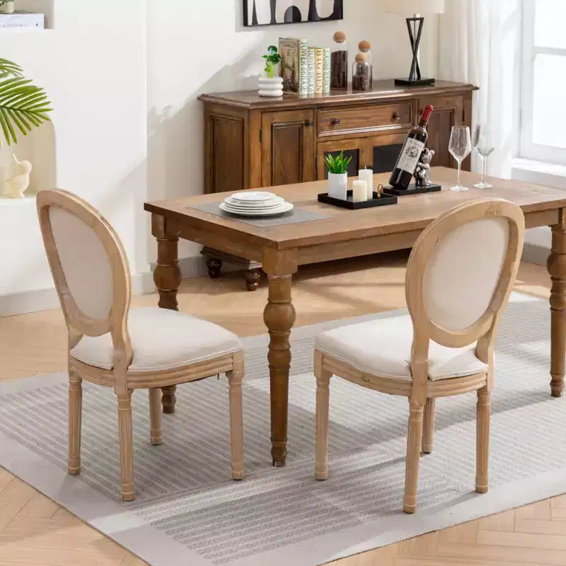 Upholstered Dining Chairs Set of 2, Mid Century Modern, Round Backrest, Sturdy Wood Frame, for Kitchen, Dining Room, Living Room