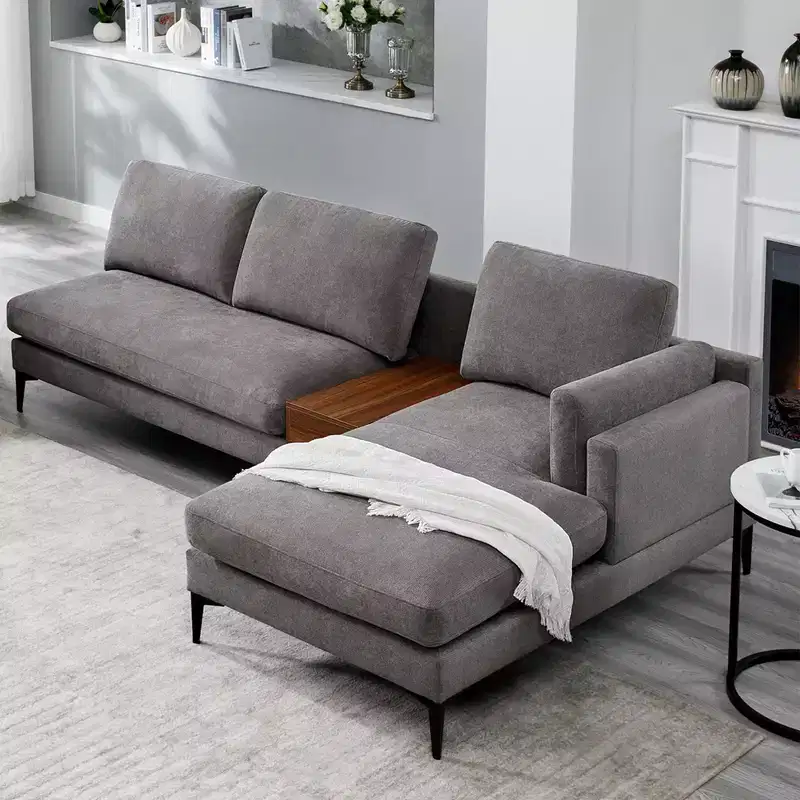 Minimalist 3 Seater L Shaped Sectional Sofa Reverisble Lounge Chaise for Living Room - Morden Fort