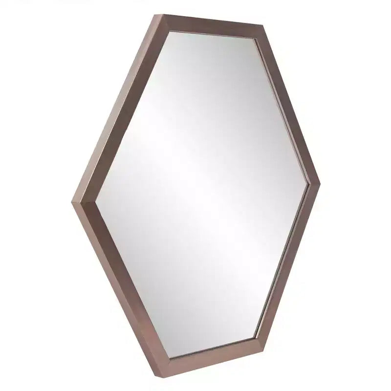 Hexagonal Wall Mirror with Graphite Foil Frame, Modern Industrial Decor, 30