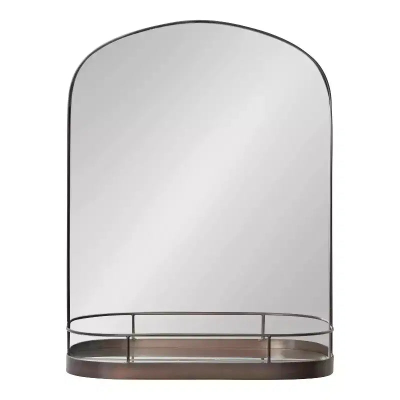 Kate and Laurel Peyson Framed Arch Mirror with Shelf, 18x24, Bronze