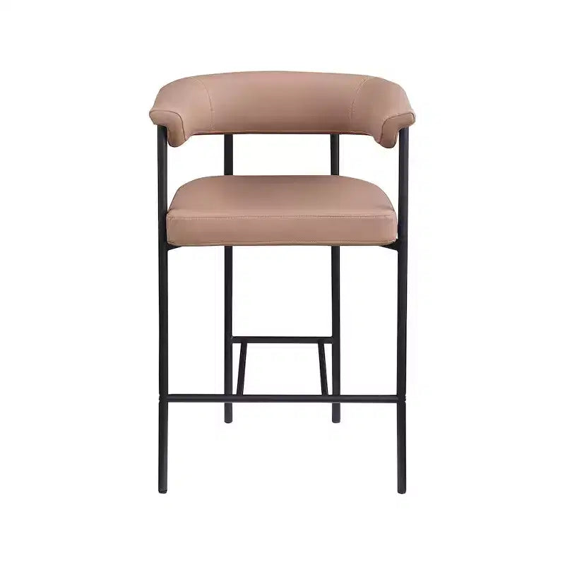 Tan Vegan Leather Counter Stool