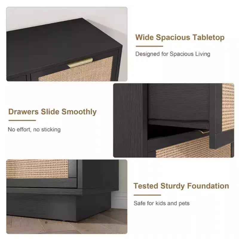 Rattan 7-Drawer Dresser - 55