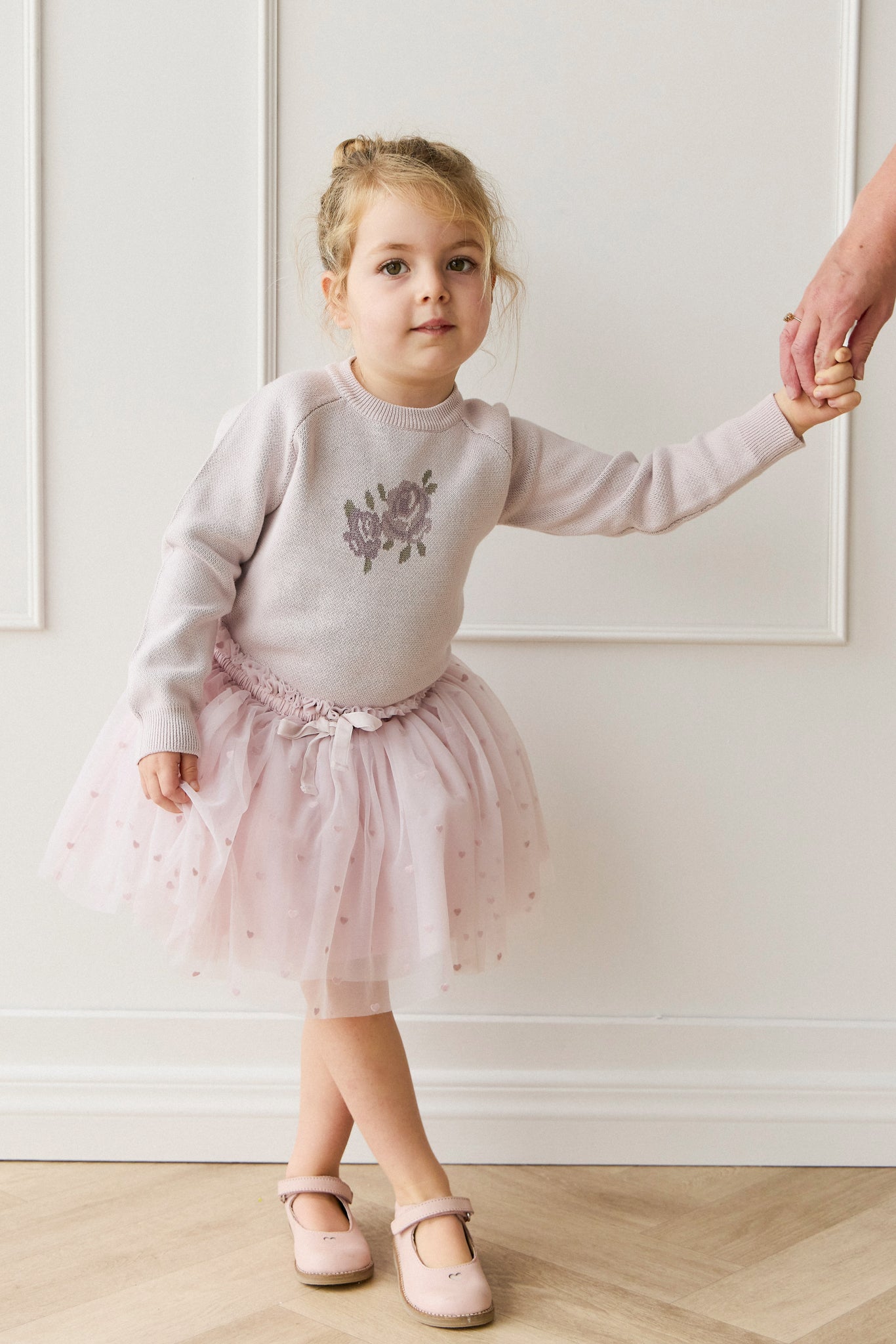 Romantic Multi-Color Heart Flocking Print Nylon Skirt with Cotton Lining for Girls Festive & Special Occasion (6M�C8Y)