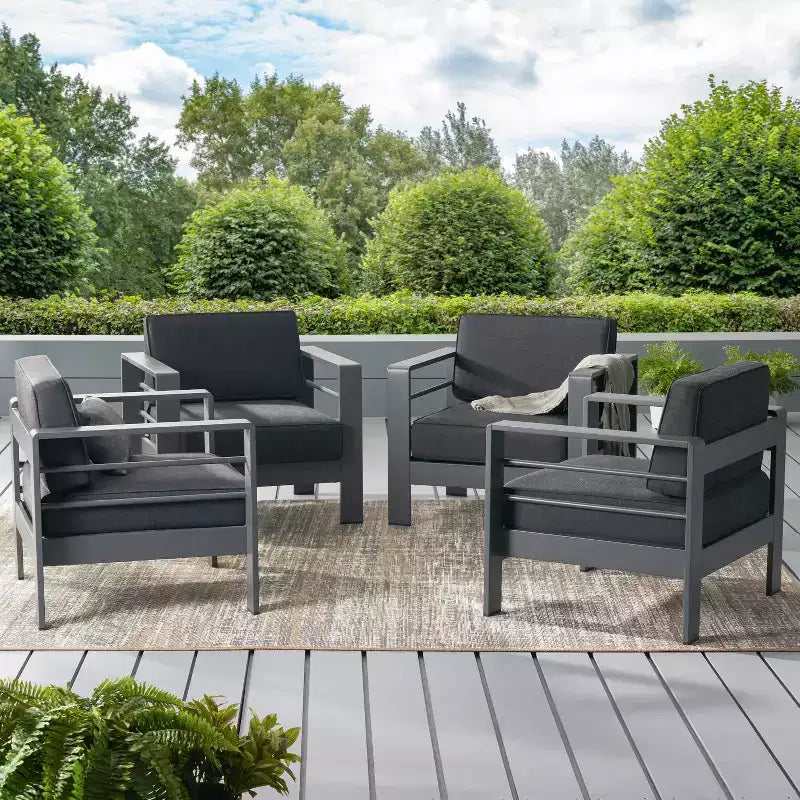 Christopher Knight Home Miller Outdoor Aluminum Club Chairs with Cushions (Set of 4)