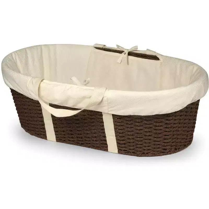Baby Moses Changing Basket, Wicker-Look Paper Woven, Metal Frame, Foam Pad & Liner, 32