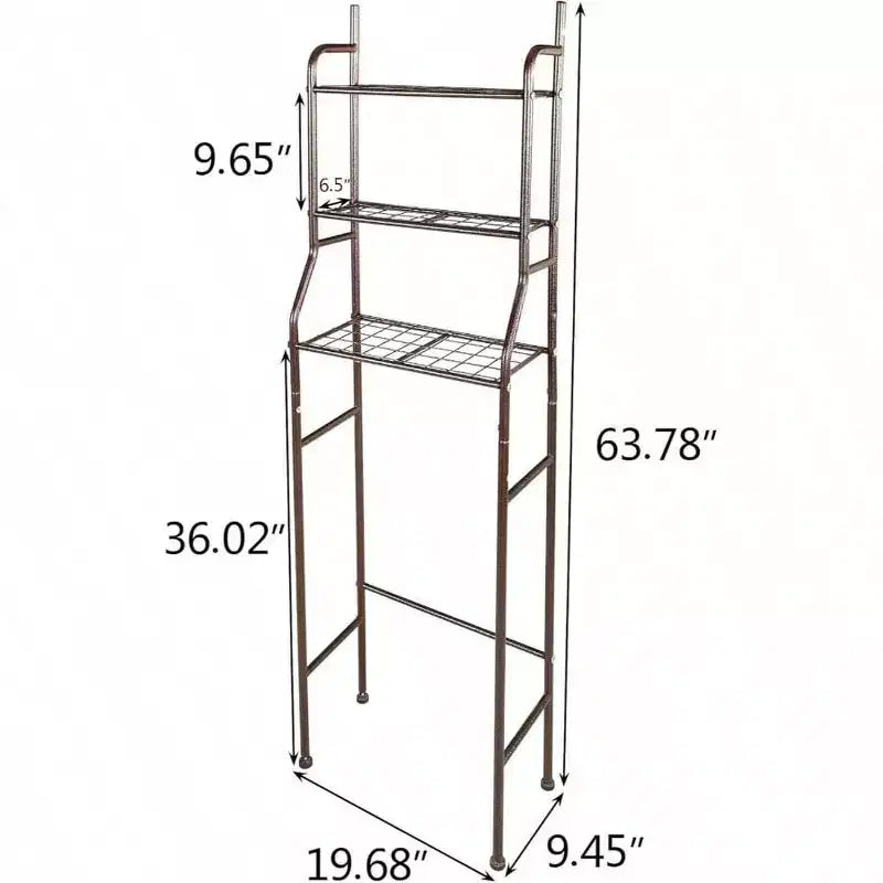 3 - Shelf Bathroom Organizer Over Toilet Space Saver Brown Corner Stand Storage Rack for Small Bathrooms