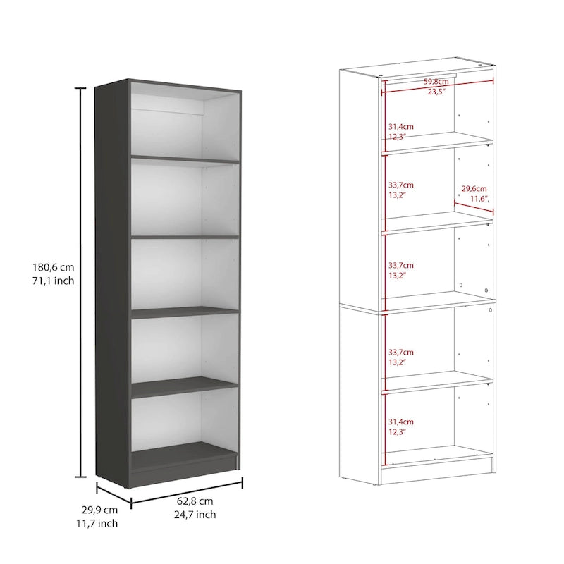 74 Wide 5-Shelf Option B Bookcase Set of 3