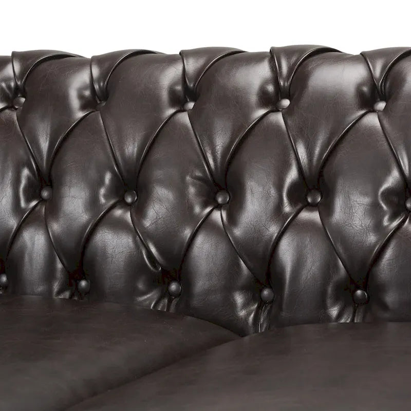 Tufted Chesterfield Faux Leather Sofa