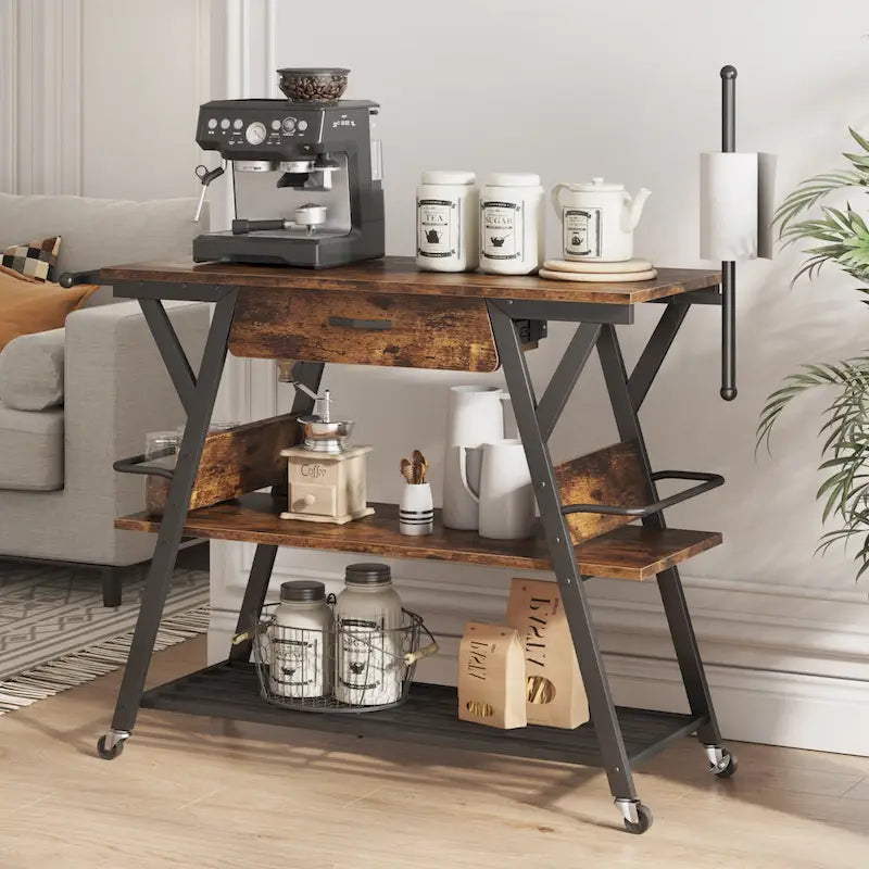 41.7 inch Wide Rolling Kitchen Island with Drawer