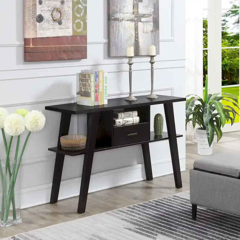 1-Drawer Console Table with 3 Shelves