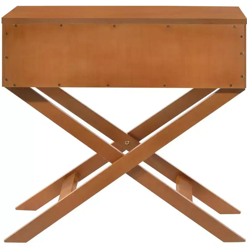 X Frame 1-Drawer Nightstand with Textured Drawer Front