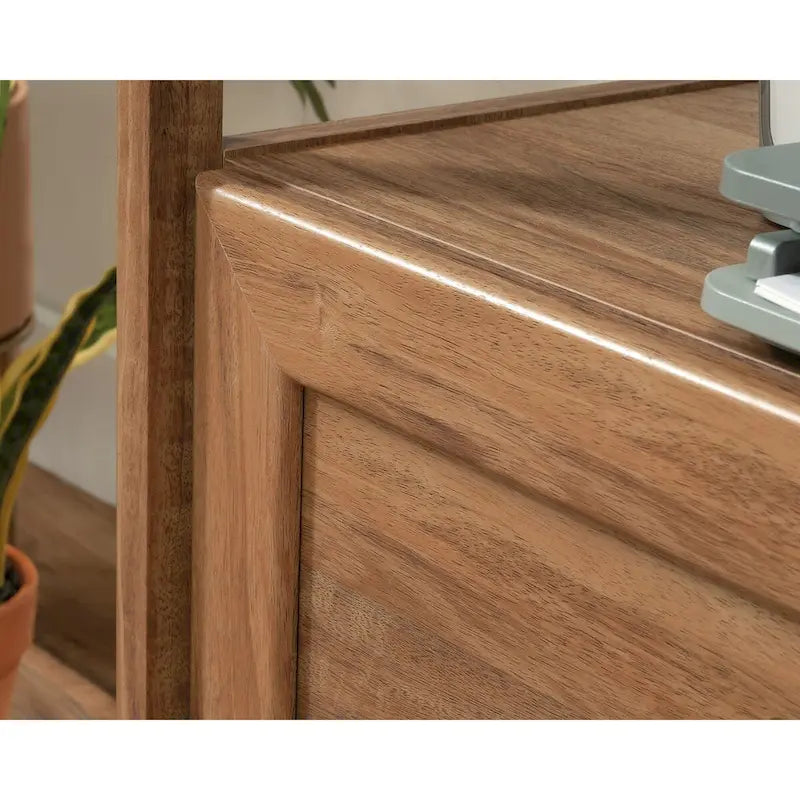Lateral File Cabinet with Open Shelf and Herringbone Top