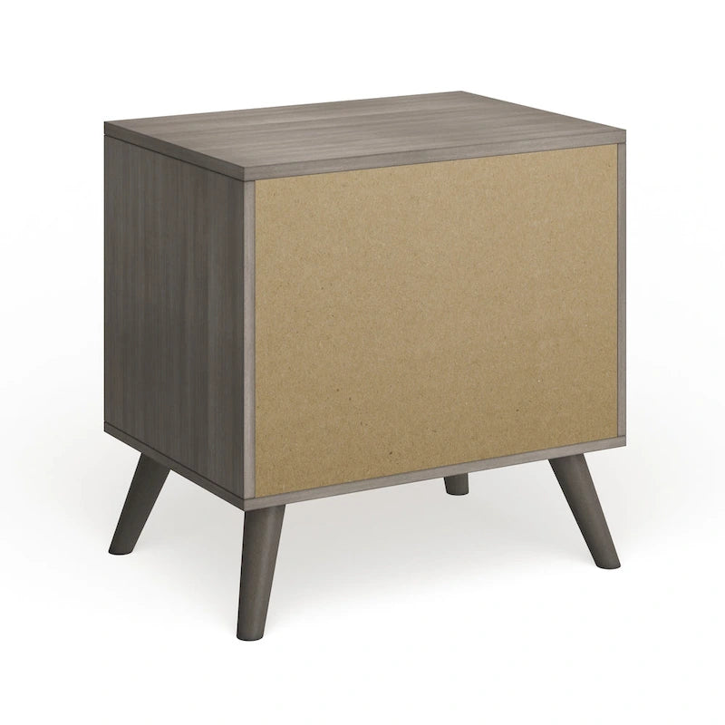 Mid-Century Modern Wood 2-Drawer Nightstand