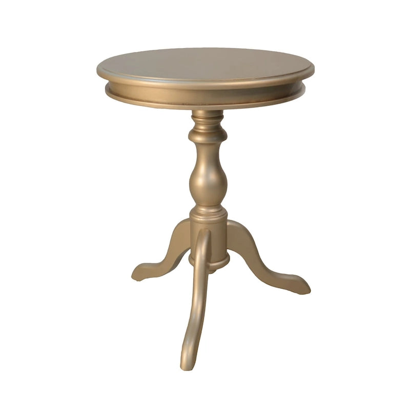 Round Accent Side Table, Copper Finish, Living Room End Table