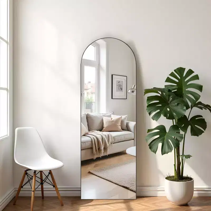 PexFix 71x31 Arch Solid Wood Full Length Mirror Floor Mirror in Black