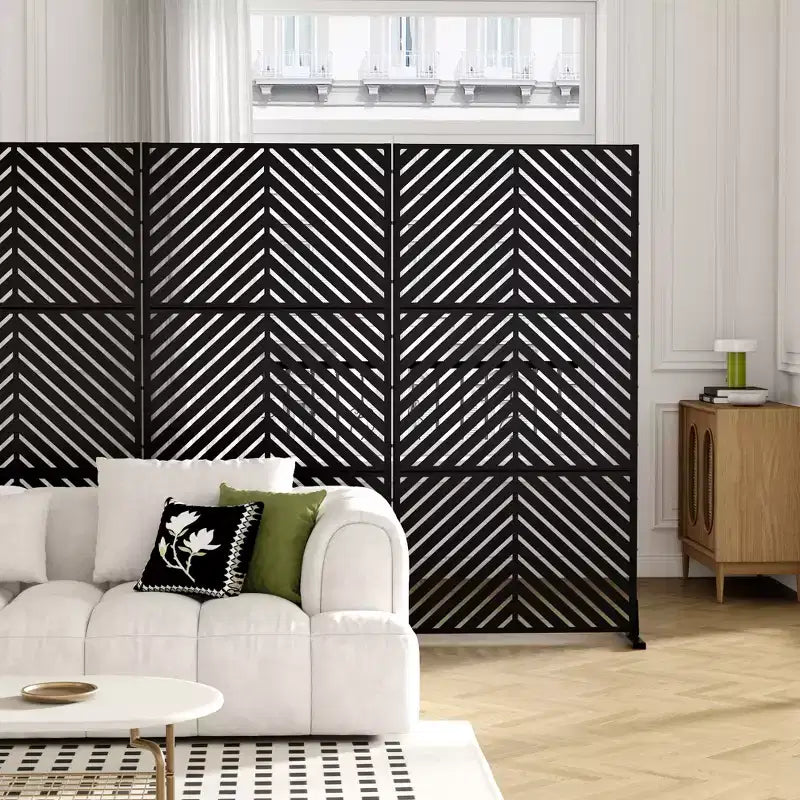 72x35 Black Outdoor Natural Privacy Panel Screen, 3 Piece Set Natural Folding Divider for Backyard and Garden