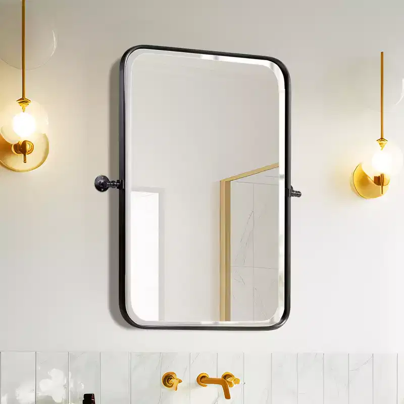 Dovelina Rectangle Metal Frame Bathroom Vanity Mirror Pivot Wall Mirror