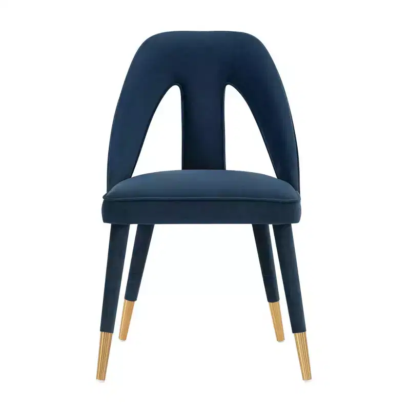Neda Modern Velvet Upholstered Dining Chair Midnight Blue - Manhattan Comfort: Elm Wood, Gold Tips, No Assembly