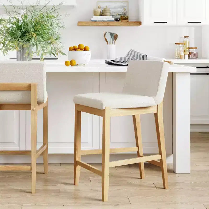 Nathan James Gracie Counter Height Barstool: Solid Wood, Linen Upholstery, 300 lbs Capacity