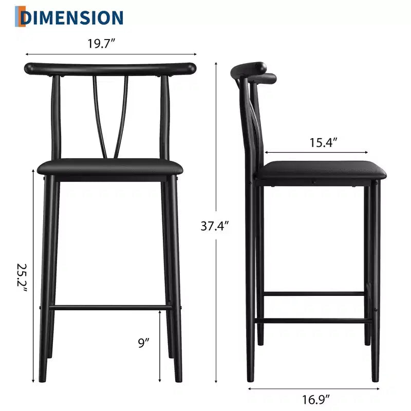 Comfortable Counter Height Bar Stools Set  25 Inch Barstools with Backrest & Footrest, Thick Cushioned Dining Chairs for Kitchen Island,2/4 Pack