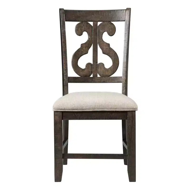 Stanford Wooden Swirl Back Chair Brown - Picket House Furnishings: Mid-Century Modern, Upholstered Seat