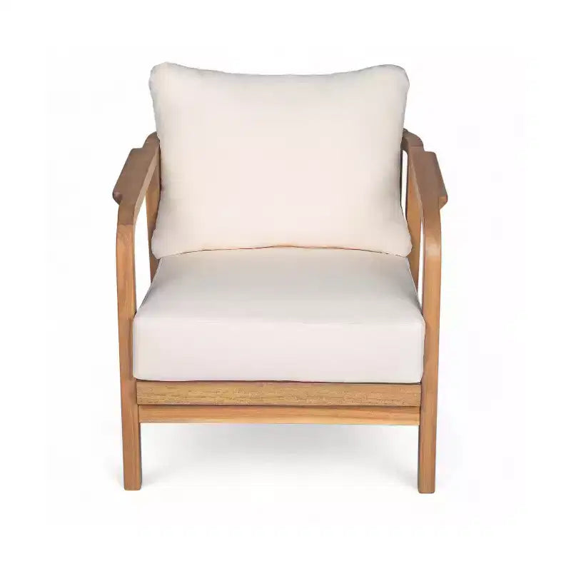 Christopher Knight Home Ivana Patio Woven Rope Acacia Wood Club Chair with Deep Cushions