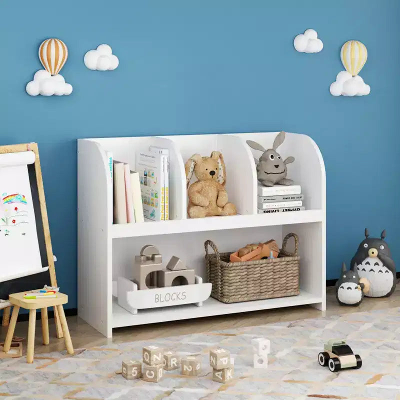 Kids Bookcase with 4 Compartments - White