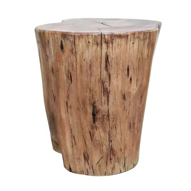 The Urban Port 17" Accent Stump Stool End Table Live Edge Acacia Wood Log with Grain and Knot Details Natural Brown