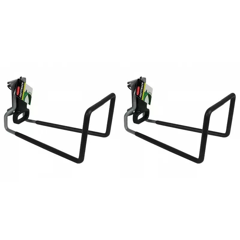 Rail Garage Storage System Water Hose Hook, Black (2 Pack)
