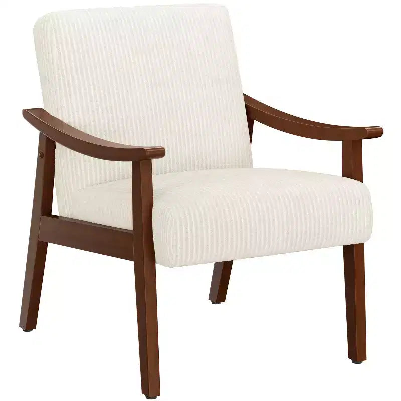 Mid-Century Corduroy Fabric Accent Armchair - Living Room & Bedroom