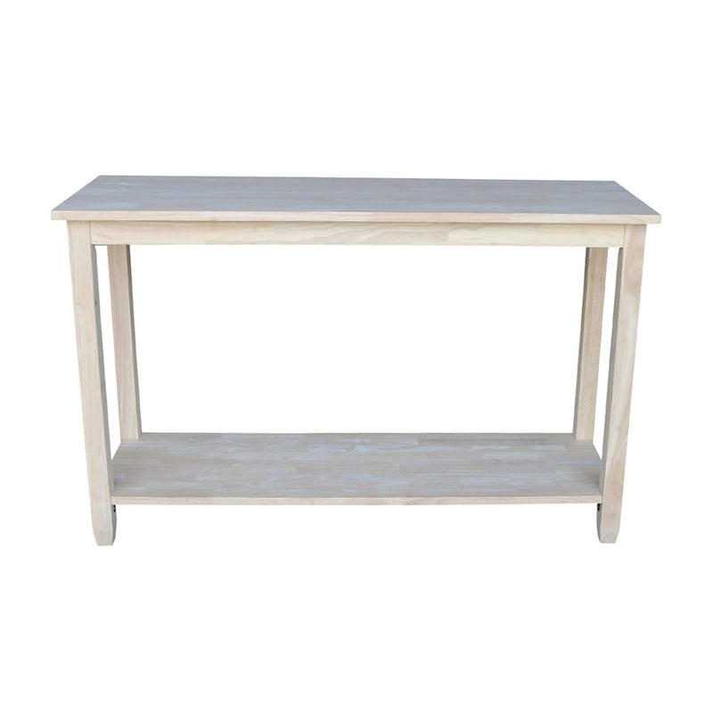 Unfinished Solid Parawood Sofa/Server Table with Lower Shelf