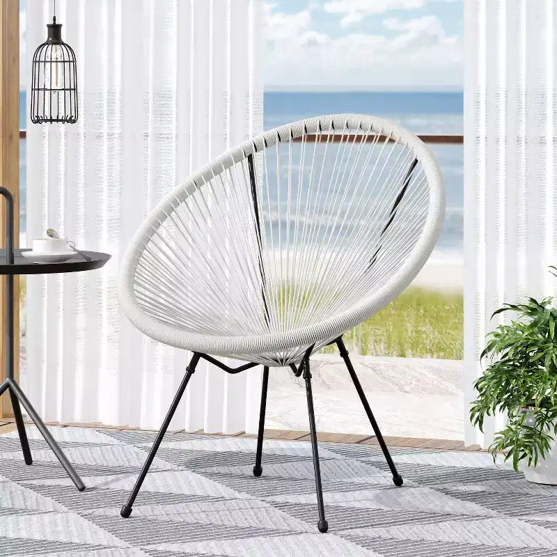 Christopher Knight Home Anson Outdoor Acapulco Woven Patio Accent Chair White/Black