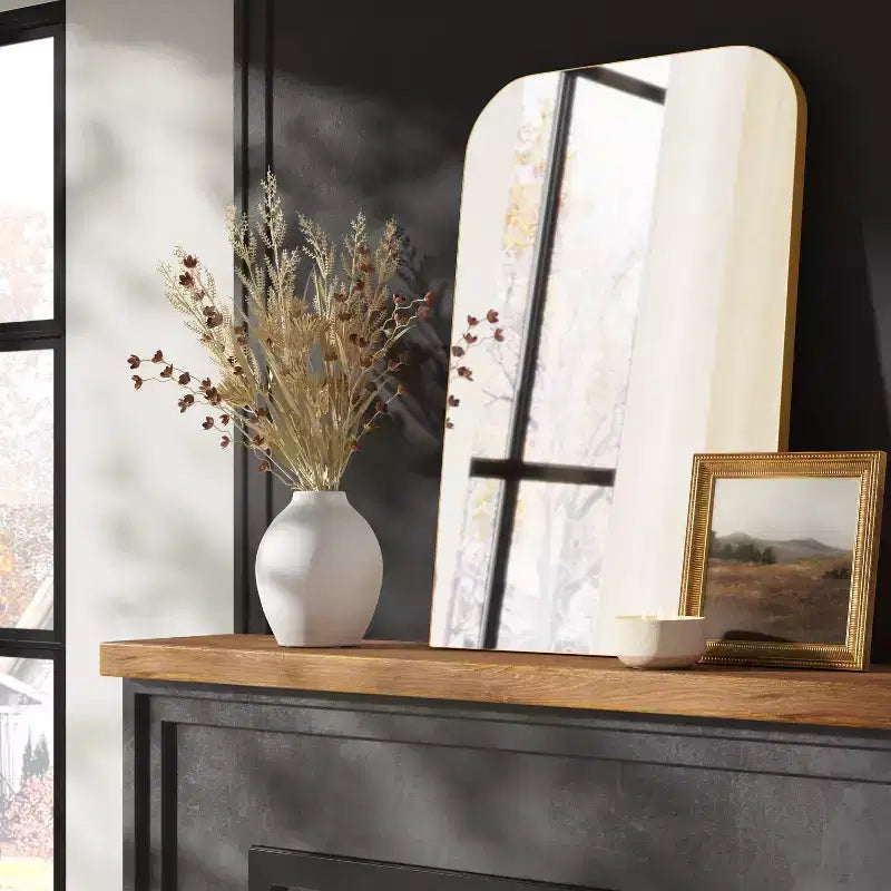 24 x 36 Infinity Mantle Mirror Brass - Threshold™: Rust-Resistant, Wall Mount, Modern Decor