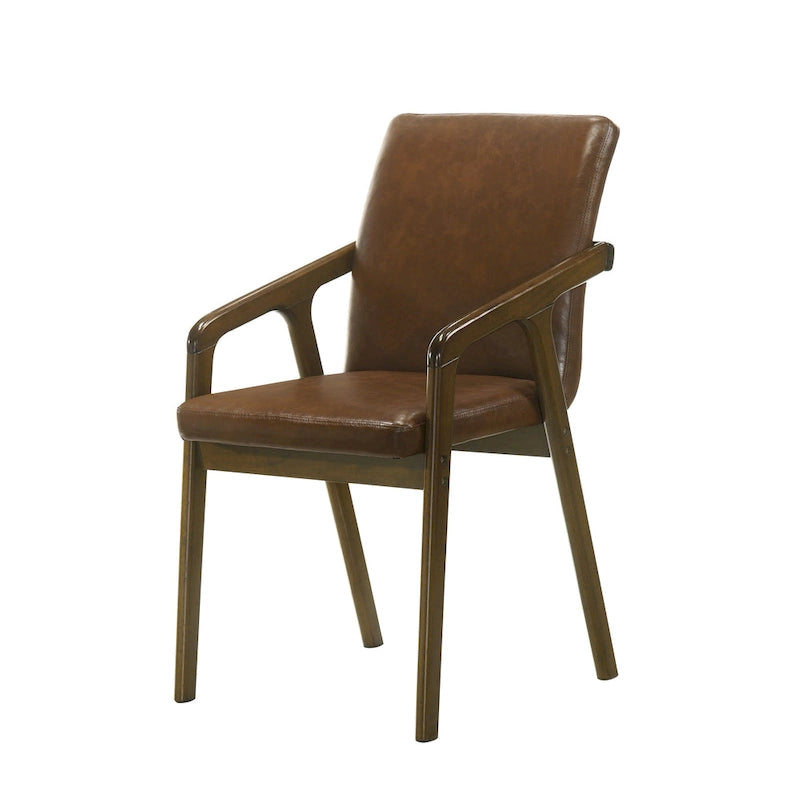 Simple Rustic Upholstered Dining Chair with Wooden Armrests