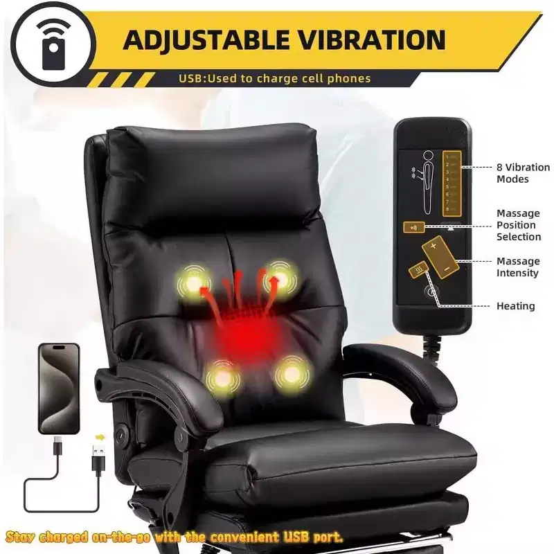 Executive 4-Point Massage Office Chair with Footrest