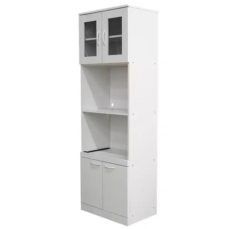 Tall Kitchen Pantry & Microwave Storage Cabinet, White