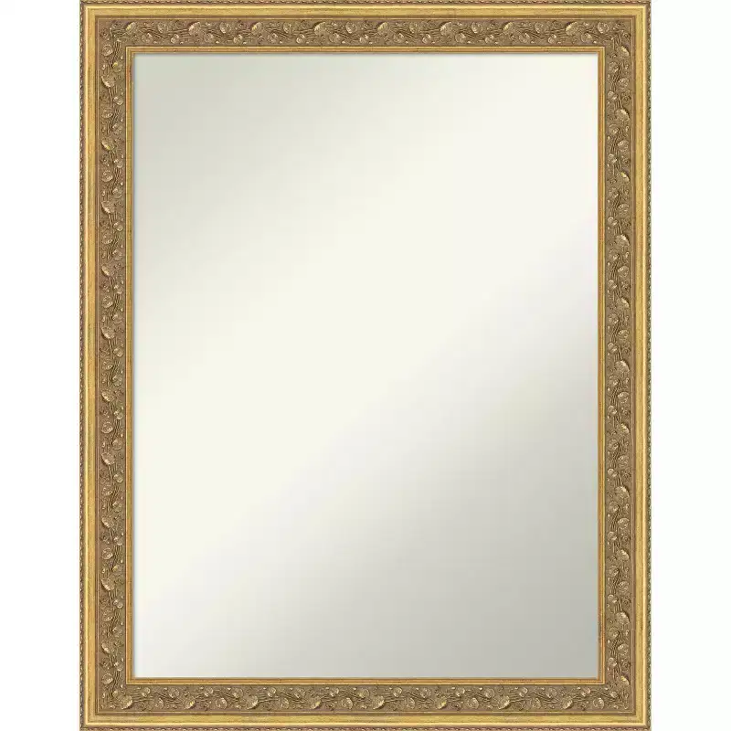 Dark Gold Non-Beveled Wood Framed Bathroom Vanity Wall Mirror