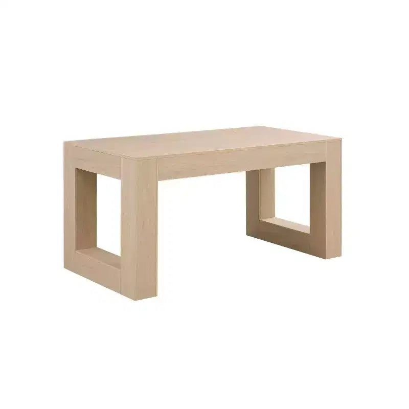63 Rectangular Dining Table with Solid Form Base 鈥?Natural Oak MDF, Seats 4鈥?, 29.5H