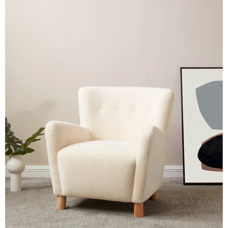 SAFAVIEH Couture Zornitza Faux Shearling Accent Chair - 31 In W x 27 In D x 33 In H - 31Wx27Dx33H