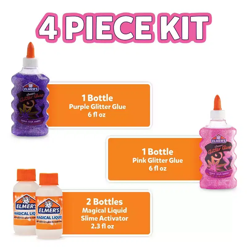 Elmer's 4pk Fairy Dust Slime Kit with Glue & Activator Solution: Magical DIY Art Kit for Kids, Glitter Craft Activity