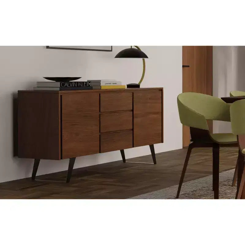 Mitchell 60 inch x 17 inch Rectangle Modern Industrial Sideboard Buffet in Walnut Veneer