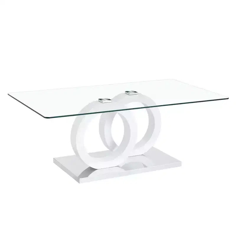 Ring-Base Glass Coffee Table with MDF Base