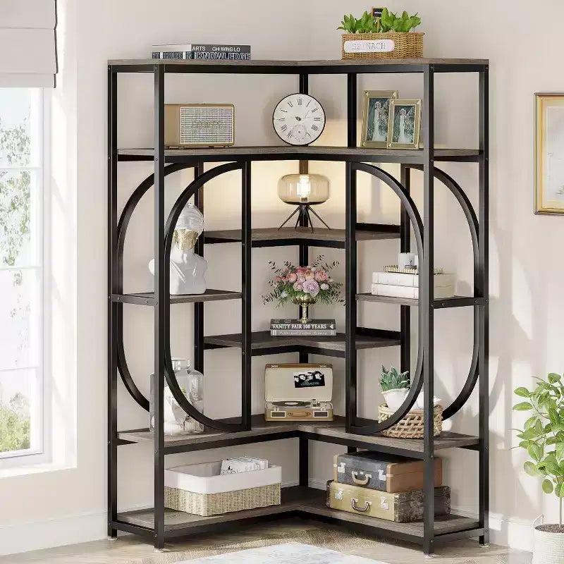 Tribesigns L-Shaped 7-Shelf Corner Bookcase